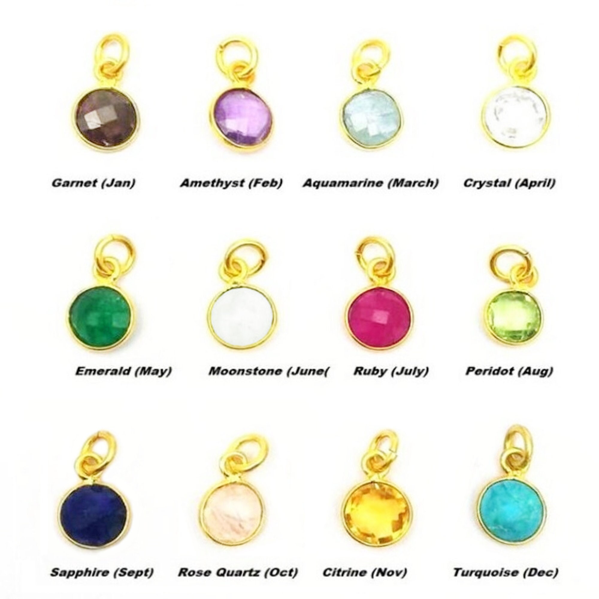 Tiny Birthstone Round Bezel Charms Birthstone Bezel Charms 6mm