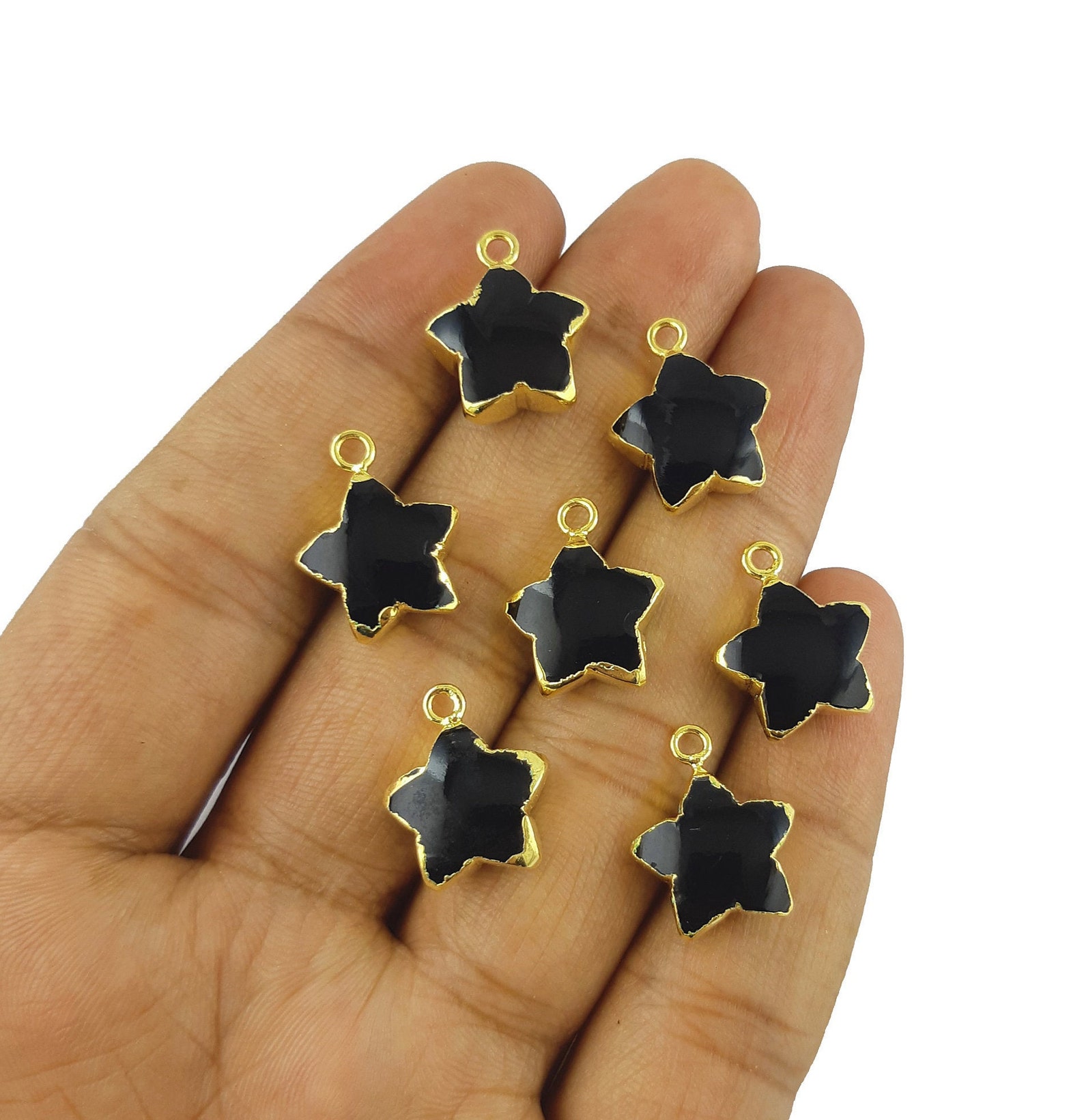 1 Piece Black Onyx Pendant Star Shape Pendant Gold Etsy