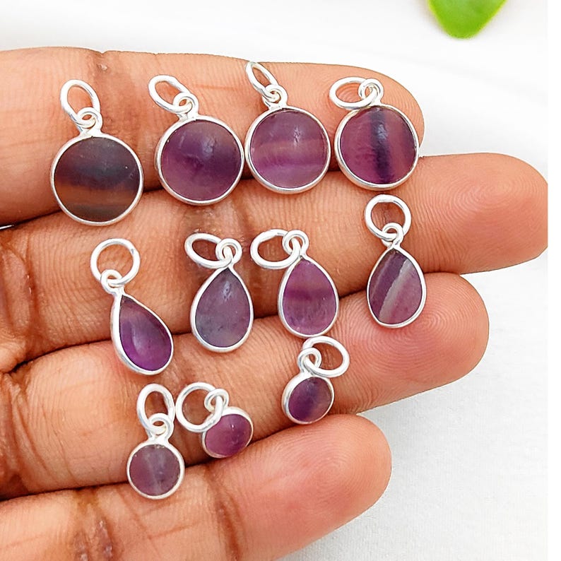 gemstone pendant fluorite jewelry supplies crystal charm pendant teardrop fluorite pendant round gemstone charm wire wrapped pendant fluorite crystal charm handmade jewelry supply sterling silver charm purple stone pendant natural fluorite charm boho gemstone charm