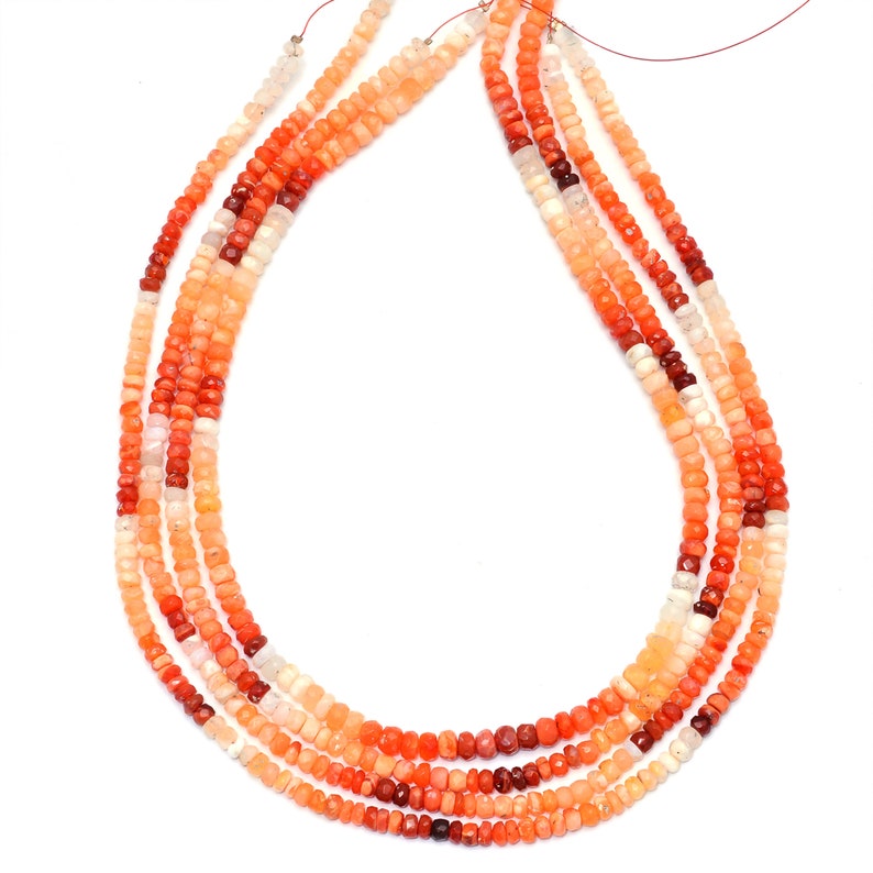 1 Strand Natural Mexican Fire Opal Faceted Rondelle 3-4mm Beads Strands 13 Long,Multi Opal Beads Strand,Fire Opal Beads Strand