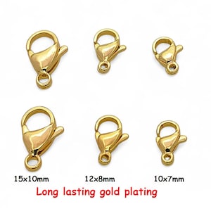 Lobster Claw Clasp, Solid Gold Plated Lobster Clasp, Trigger Standard Clasp, Jewelry Finding Components, 10mm 11mm 15mm, For Jewelry Making