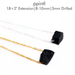 Rough Black Tourmaline Bead Necklace, Raw Crystal Necklace, Rough Pendant Necklace, Gold Plated Black Tourmaline Necklace, Healing Necklaces