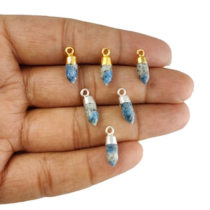 K2 Jasper Spike Pendant | Gold/Silver Cap Tiny Spike Charms, 13x7mm Beautiful Faceted Spike Charms For Making Jewelry, Handmade Point Charms