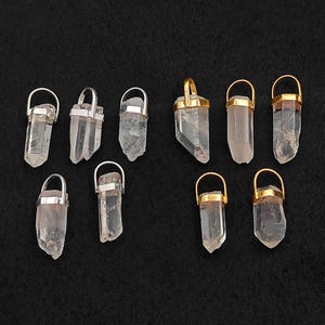 Mountain Crystal Pendant/Raw Clear Quartz Crystal Pendant/Gemstone Point Pendant/DIY Necklace Supplies/Bezel Cap Pendant/Sell Individually