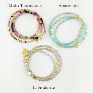 Collar de cuentas de piedras preciosas - Piedra de nacimiento de 3-4 mm, cuentas redondas, delicado collar de cuentas de cristal con dijes de fantasía - 1 pieza