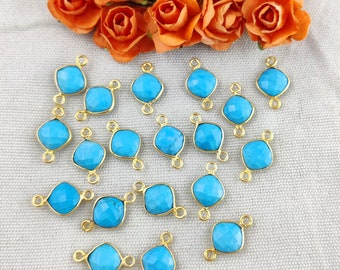Turquoise Connector, Cushion Shape Bezel Connectors, Jewelry Making Charms, Double Bail Connector, Selling Per Piece