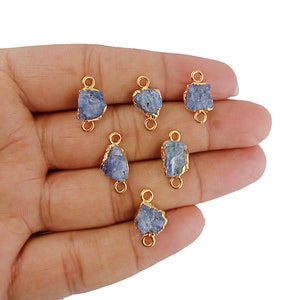 Raw Tanzanite December Birthstone Connector, Gold, Silver Edge Plated Connector,  Raw Connector, Raw Charms Connector