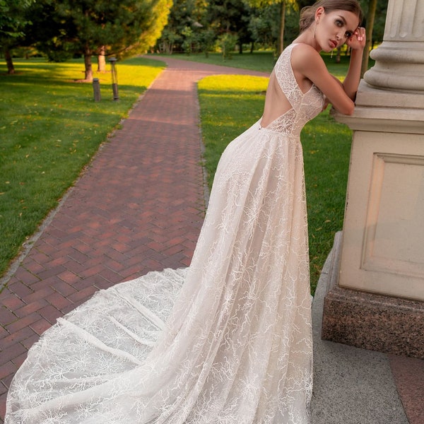 Backless Wedding Dress - Etsy