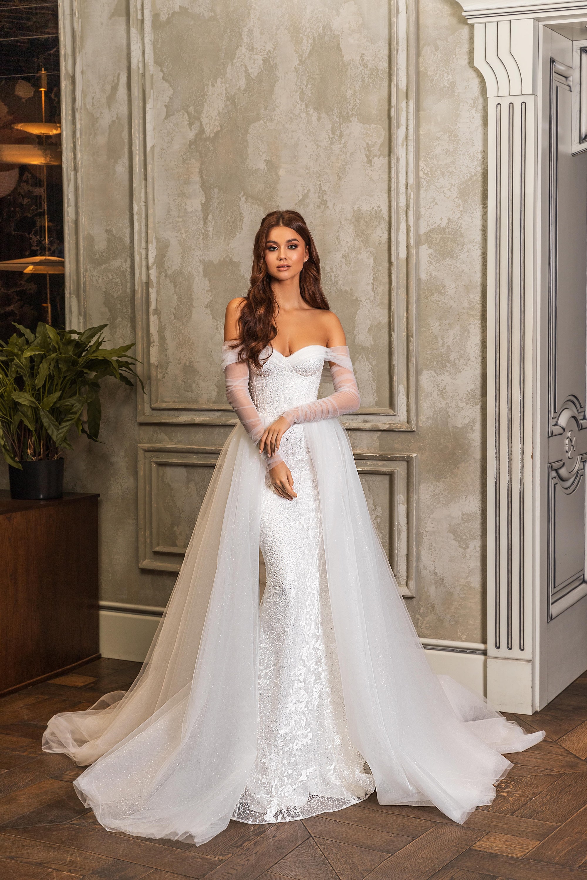 Sheath High Low Wedding Dress With Removable Skirt - UCenter Dress