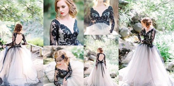 traditional black wedding dress