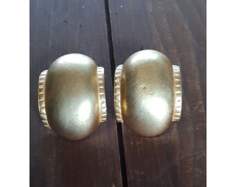Vintage Dauplaise Matte Gold Tone 1980's Runway Statement Clip-on Earrings Rare
