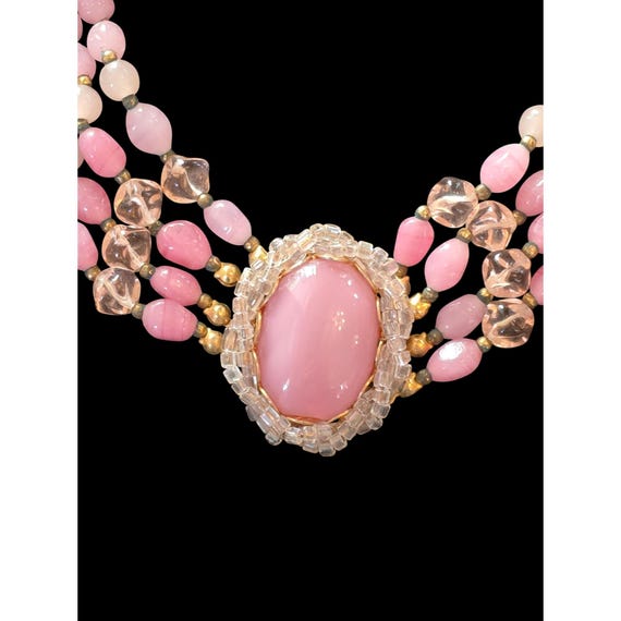 Miriam Haskell 3 Triple Multi Strand Gripoix Pink… - image 9