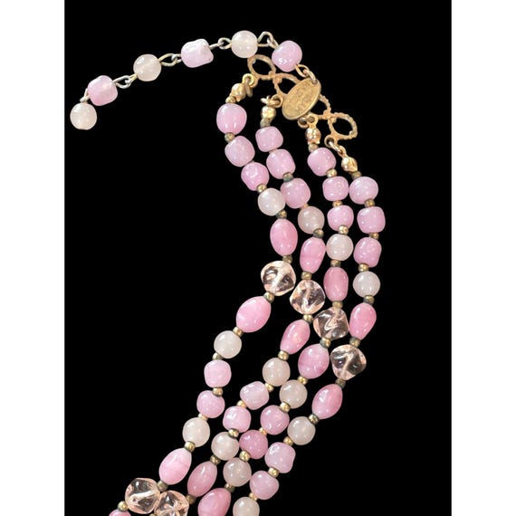 Miriam Haskell 3 Triple Multi Strand Gripoix Pink… - image 3