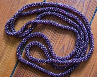 Collares vintage de cuentas de granate tejidas (2), 25" y 114 gramos. ¡Excepcionales!