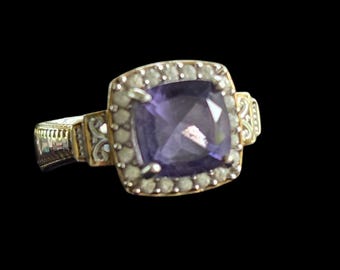 Anillo de plata de ley con amatista azul Montezuma de Gems en Vogue