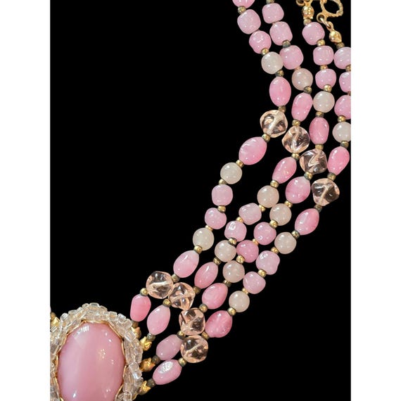 Miriam Haskell 3 Triple Multi Strand Gripoix Pink… - image 4