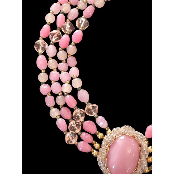 Miriam Haskell 3 Triple Multi Strand Gripoix Pink… - image 6