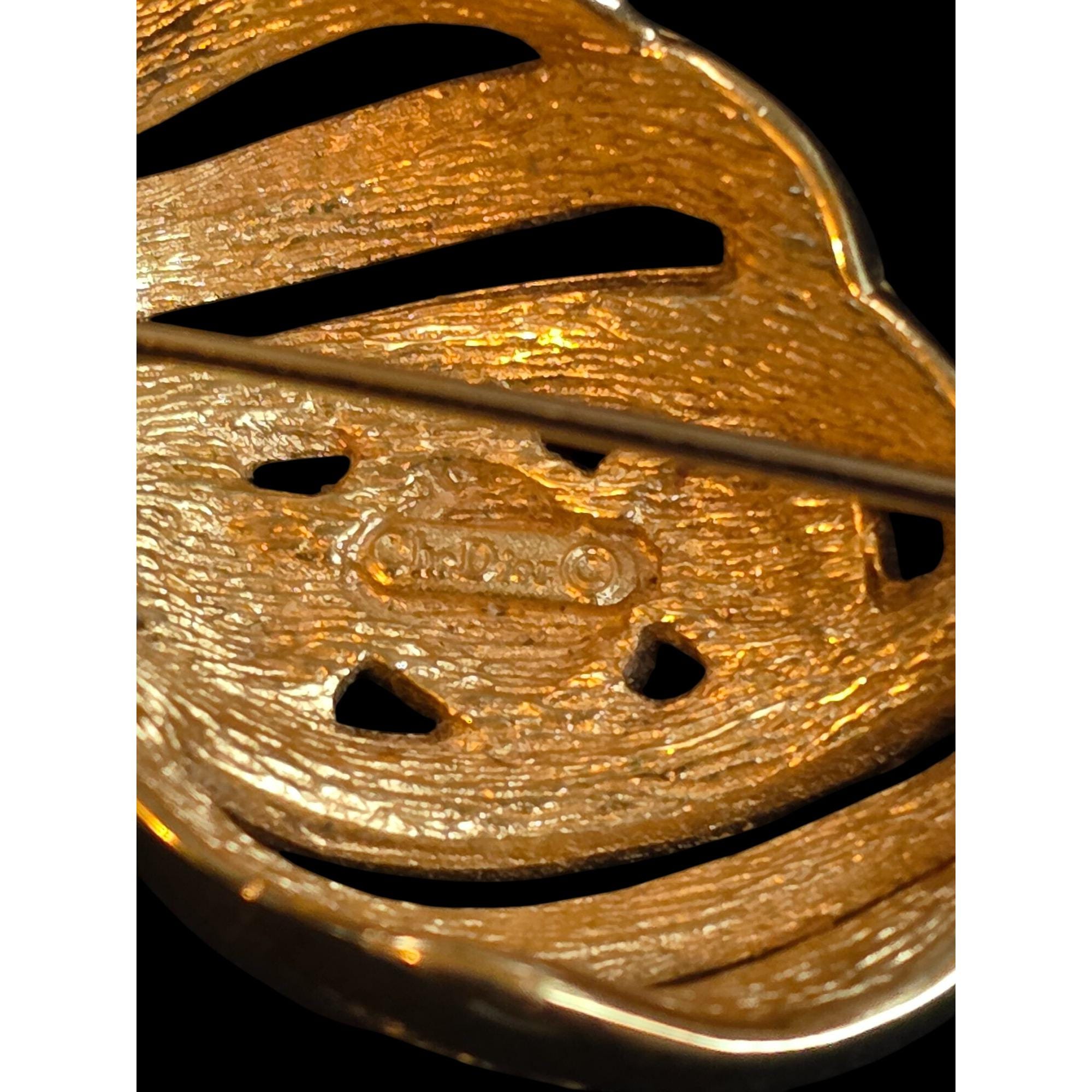 Christian Dior Vintage Gold Tone Cabochon Gripoix Glass Pave