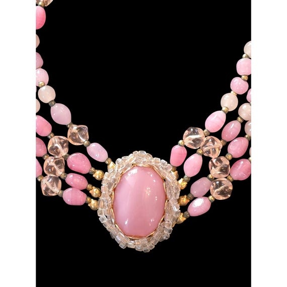 Miriam Haskell 3 Triple Multi Strand Gripoix Pink… - image 5