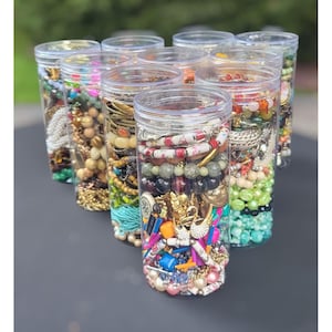 Vintage Jewelry Lot: Necklaces, Bracelets, Rings - 30oz Jar