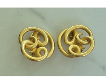 GIVENCHY 80s Coin Medallion Logo Earrings Clip Backs Couture 