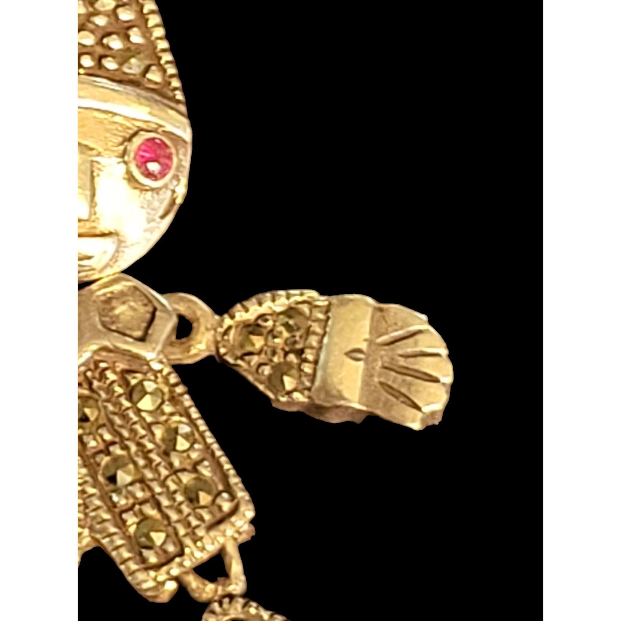 Pendentif Clown Articulé Vintage - Or, Pièce Unique Années Rétro