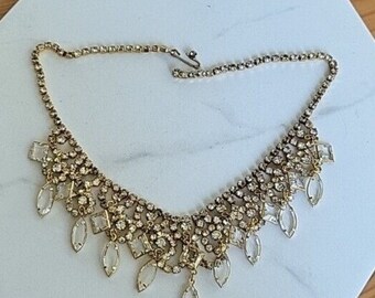 Vintage Juliana  D&E Gold Tone Crystal Rhinestone Clear Dangles Necklace