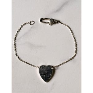 Gucci Sterling Silver Trademark Heart Tag Bracelet