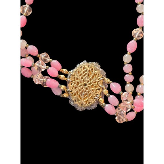 Miriam Haskell 3 Triple Multi Strand Gripoix Pink… - image 10