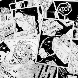 Lo-Fi Art Print: Traditionally Inked Black and White Matte Card