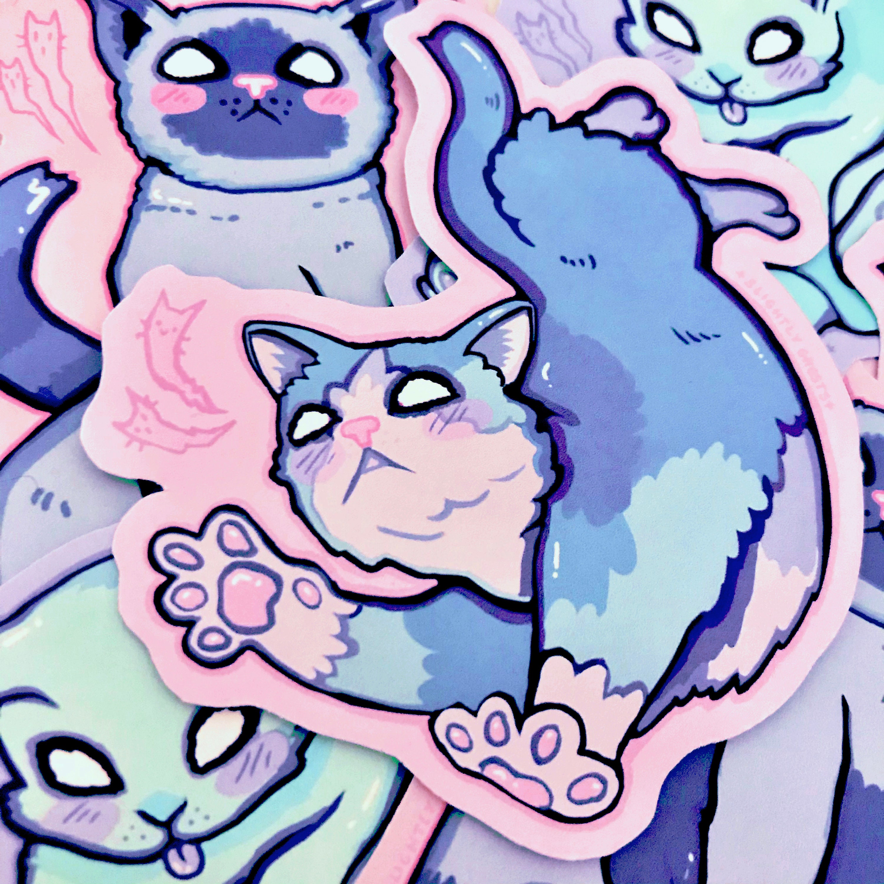 ¡Pegatinas de gatito fantasma!