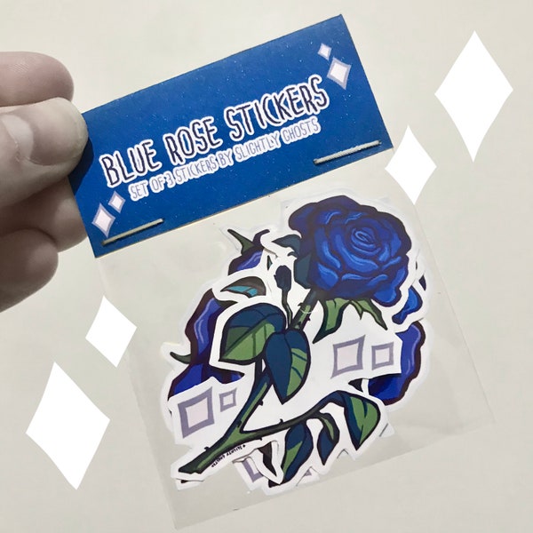Blue Rose Sticker Pack - Set of 3 Stickers