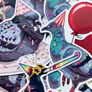 Stickers pigeons en chapeaux de fête !