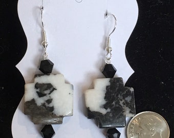 Black/White Jasper Gemstone Earrings Unique