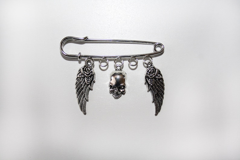 Charm Safety Pin Gothic Brooch Punk Alternative Unusual Kilt Accessory Gift for Him or Her