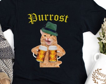 Funny Oktoberfest Cat T-Shirt: Purrost German Beer Shirt