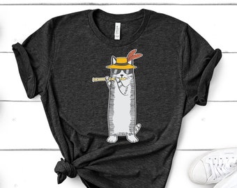 Cool Cat Wearing Sunglasses Playing The Flute For Kitty Loving Flutists Short-Sleeve Unisex T-Shirt