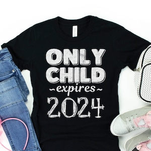 2nd Pregnancy Announcement Youth T-shirt/ New Big Brother Or Big Sister / Only Child Expires 2024 Shirt For Kids