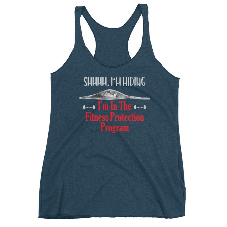 Funny Exercise Shirt I/'m Hiding In The Fitness Protection Program Racerback Tank Top