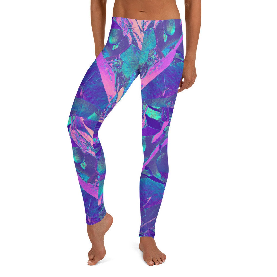 Blue Purple & Pink Leggings Cracked Glass Yoga Pants Capri - Etsy