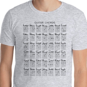 Acordes de guitarra gráfico detallado Diapasón Maestro Guitarrista Musicalmente Minded Guitarrista Músicos Estudio Camiseta