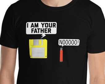 Floppy Disk & USB Flash Drive Nerdy "I Am Your Father" Funny Fathers Day Dad Jokes Vintage Computer Nerd Geek Gift T-Shirt