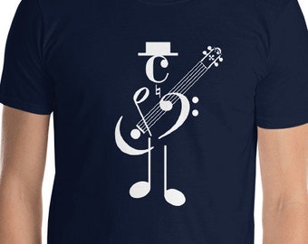 Bass Man Notation Symbols Musician Bassist Abstract Music Art T-Shirt