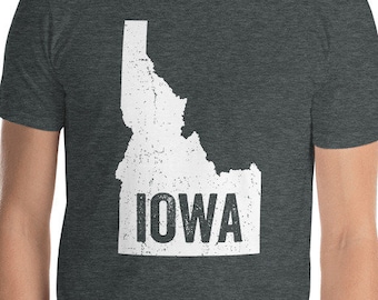 Idaho Iowa Idawa Where Are You From? Funny Geography Mix-up Inside Jokes Heartland USA Gem State Confusion T-Shirt