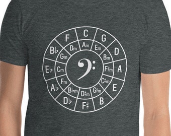Bass Clef Composer Musician Circle Of Fifths Music Key Signature Harmony Theory Class 5ths Study Gift T-Shirt