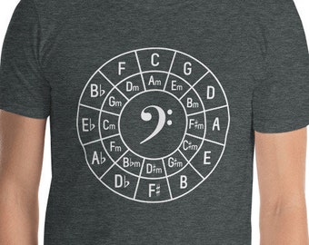 Bass Clef Composer Muzikant Circle Of Fifths Music Key Signature Harmony Theory Class 5ths Study Gift T-Shirt