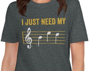 Funny Musician I Just Need My Bed Music Theory Treble Clef Notes Orchestra Composer Band Sleepless Rockstar T-Shirt