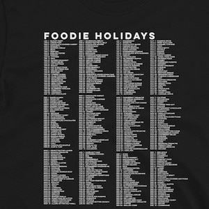 Menú de celebraciones de las fiestas nacionales de comida para 365 días artes culinarias gourmet chef cocina regalo camiseta
