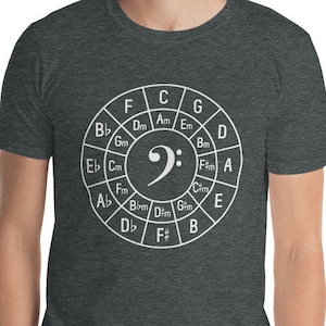 Bass Clef Composer Musician Circle Of Fifths Music Key Signature Harmony Theory Class 5ths Study Gift T-Shirt