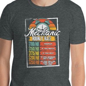 Automotive Auto Mechanic Hourly Rate Funny Job Labor Pricing Guide Novelty Joke Gift T-Shirt